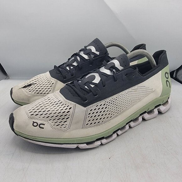 On Running Cloudboom Mens 12 White Black Green Shoes Athletic Running Walking - Picture 3 of 14